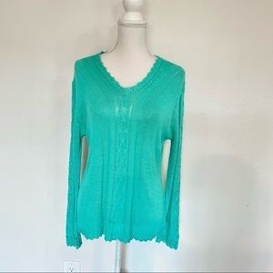 Tivoli teal cotton knit sweater size medium